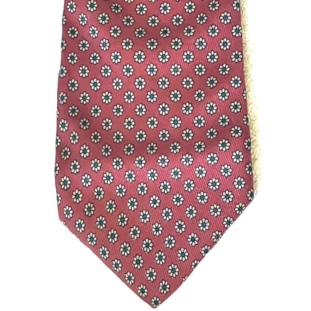 Tom James Vintage Tie Silk Floral Rose Red Preppy Academia Hippie Y2K